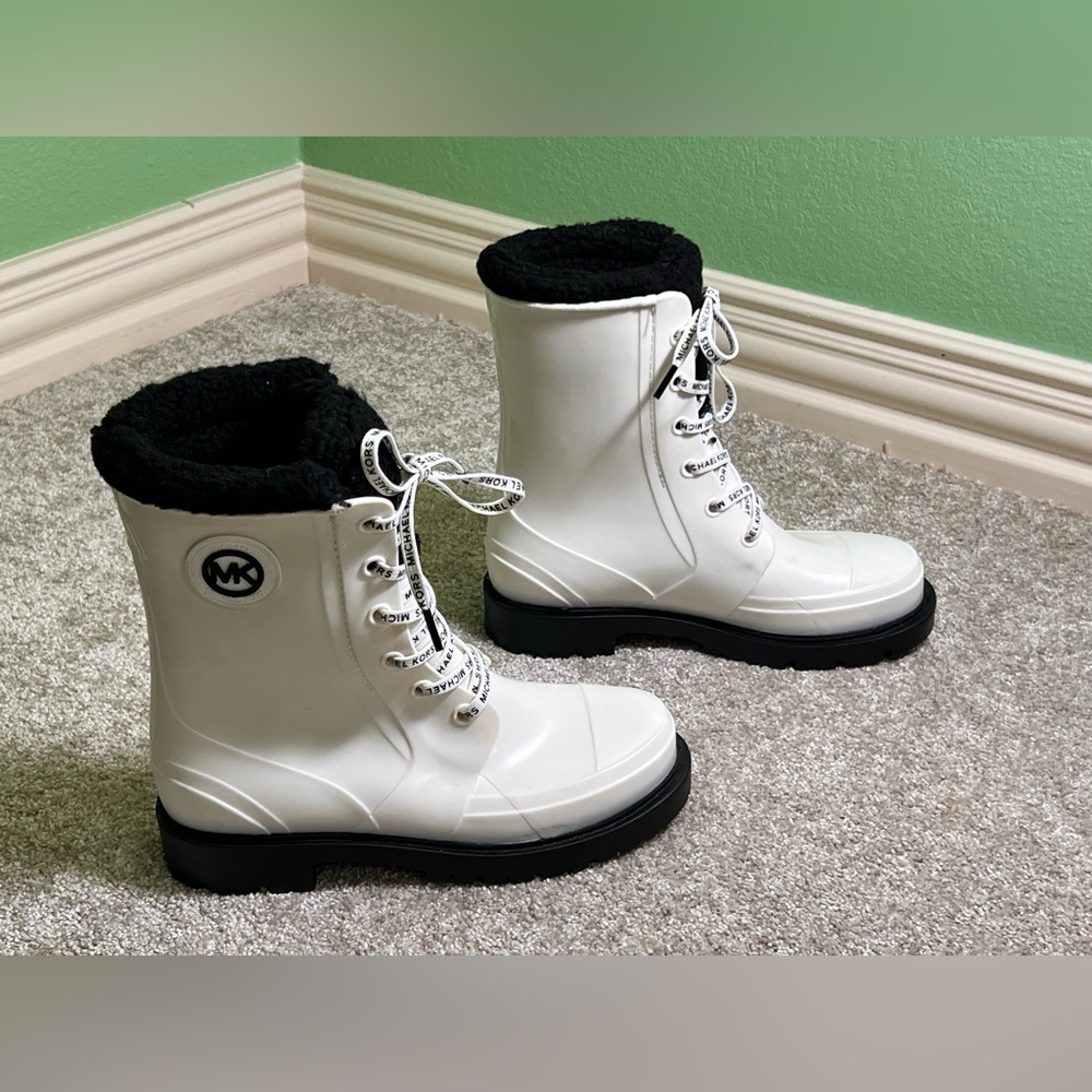 Michael Kors Black and White Lace-Up Boots - Picture 2 of 4